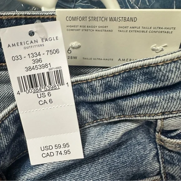 American Eagle NWT Blue Denim Shorts Size 6 - Picture 5 of 5